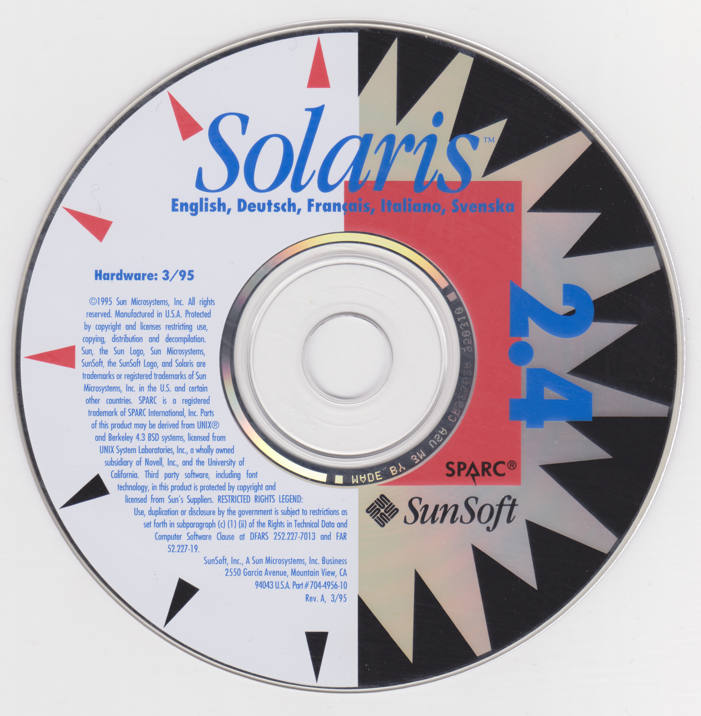 Solaris 2.4 3/95 sparc - EURO_SOL_2_4_HW395_SPARC